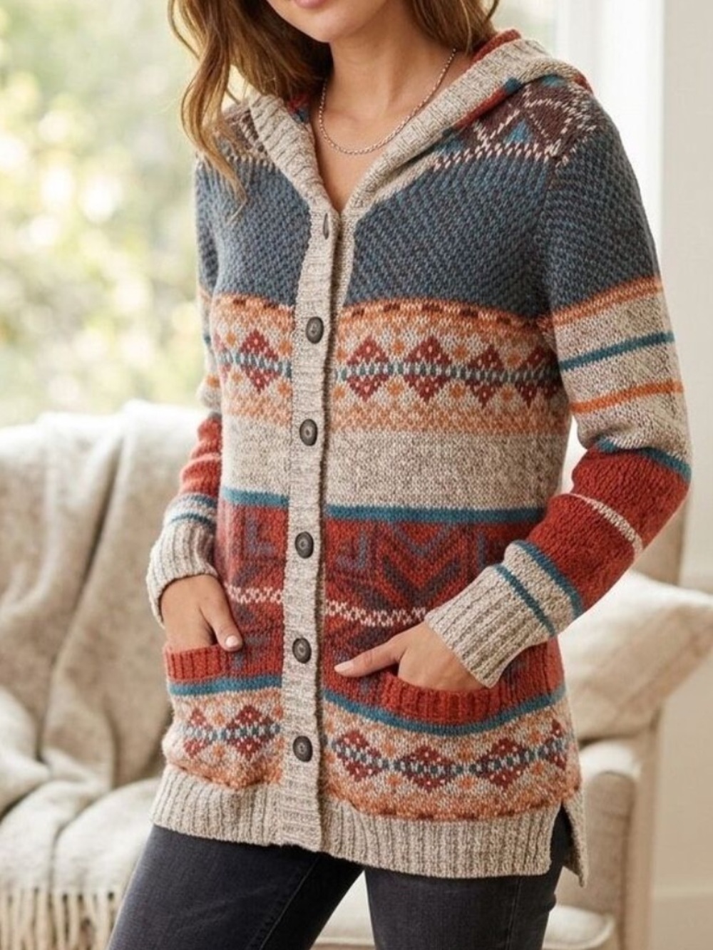 Royal Robbins cardigan hooded sweater size Large